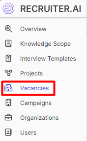 Vacancies section in the sidebar