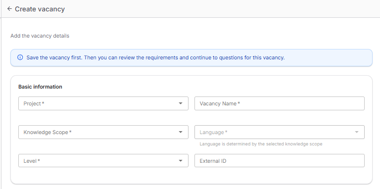 Basic vacancy form data