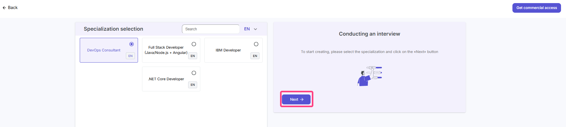 Select specialization for P2P