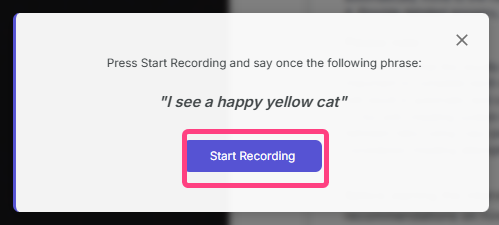 Audio check start modal before the test