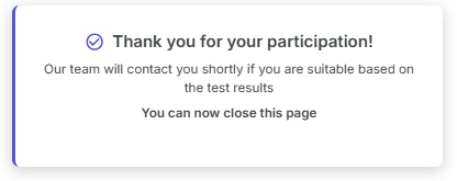 Test completion and report generation screen